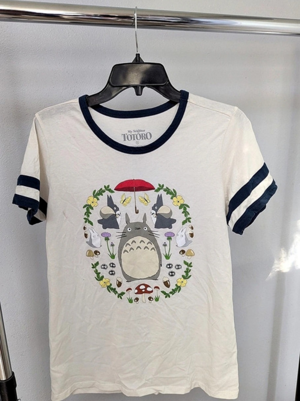 Studio Ghibli My Neighbor Totoro Graphic Tee in Cream & Blue